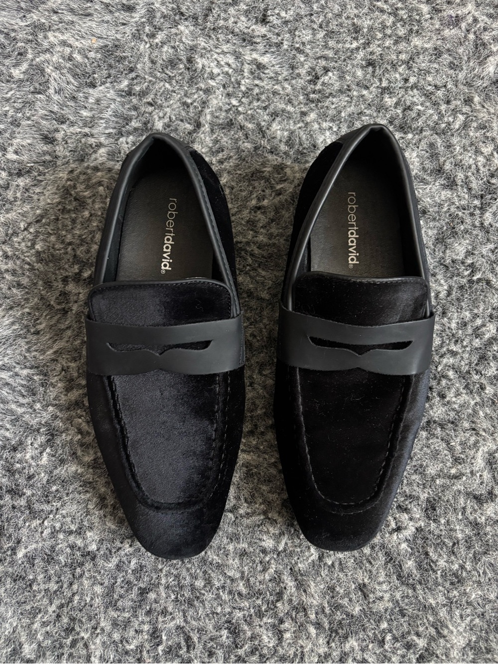 Robert David black suede loafers